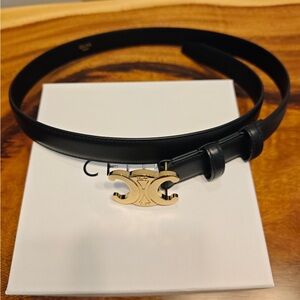 Celine Women's Black Leather Belt